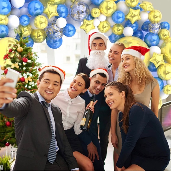 New - 142 pc Balloon Garland Arch Party Kit Metallic Blue and Gold Confetti - Picture 8 of 9